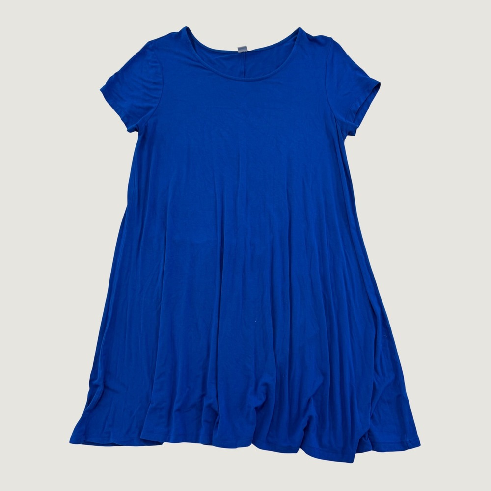 Old Navy Womens Size L Cobalt Blue Short Sleeve Swing Dress Stretch Casual